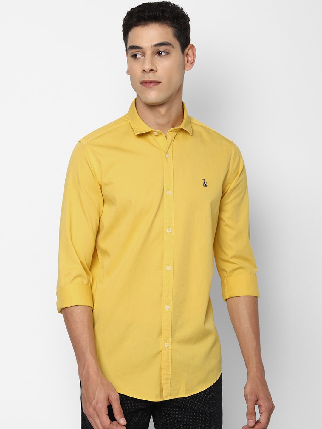 

SIMON CARTER LONDON Men Yellow Pure Cotton Solid Slim Fit Opaque Casual Shirt