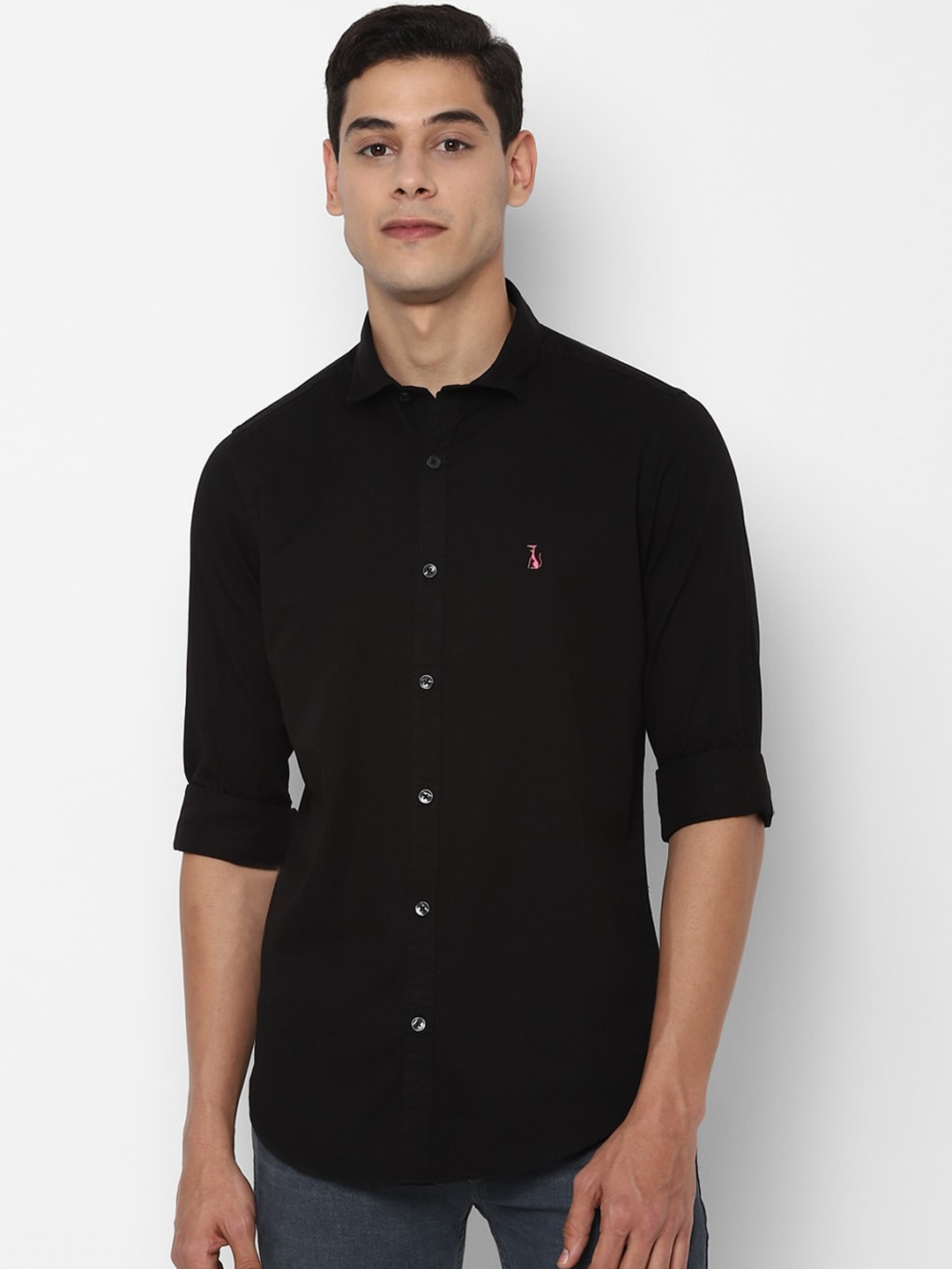 

SIMON CARTER LONDON Men Black Solid Slim Fit Casual Shirt