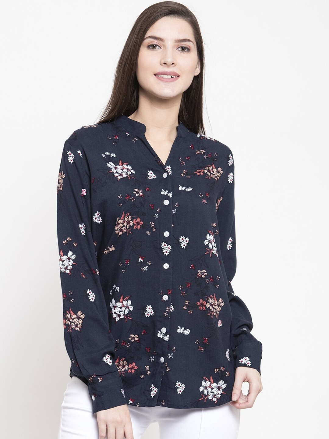 

Purple State Women Blue Floral Opaque Printed Casual Shirt