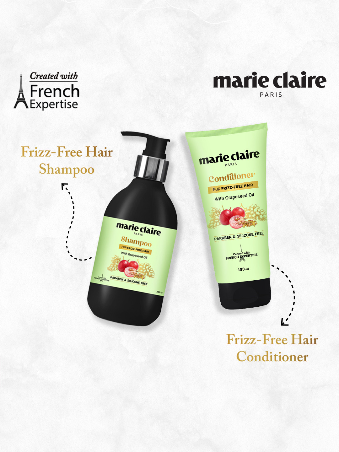 

Marie Claire Set of Frizz Free Hair Shampoo & Conditioner, Green