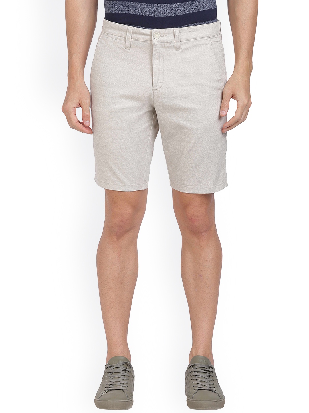 

Crocodile Men Cream-Coloured Slim Fit Regular Cotton Shorts