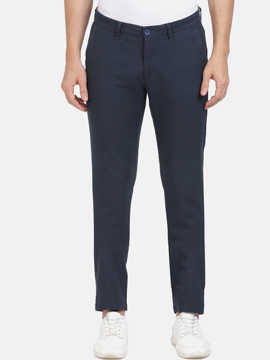 

Crocodile Men Navy Blue Solid Slim Fit Trousers