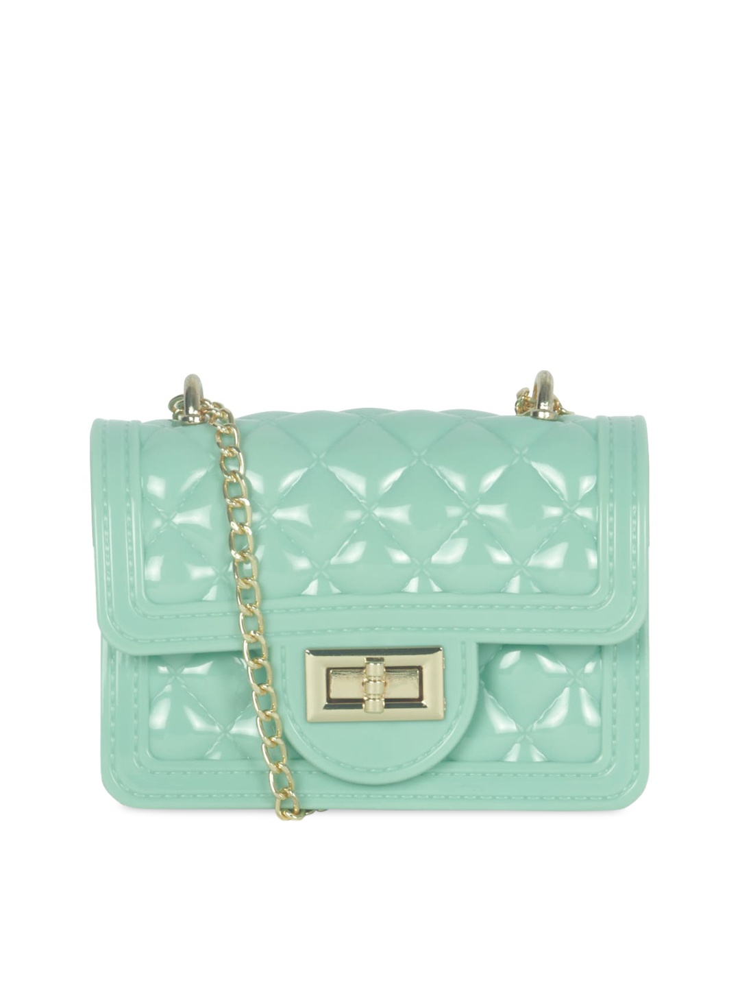 

London Rag Green Structured Sling Bag with Quilted