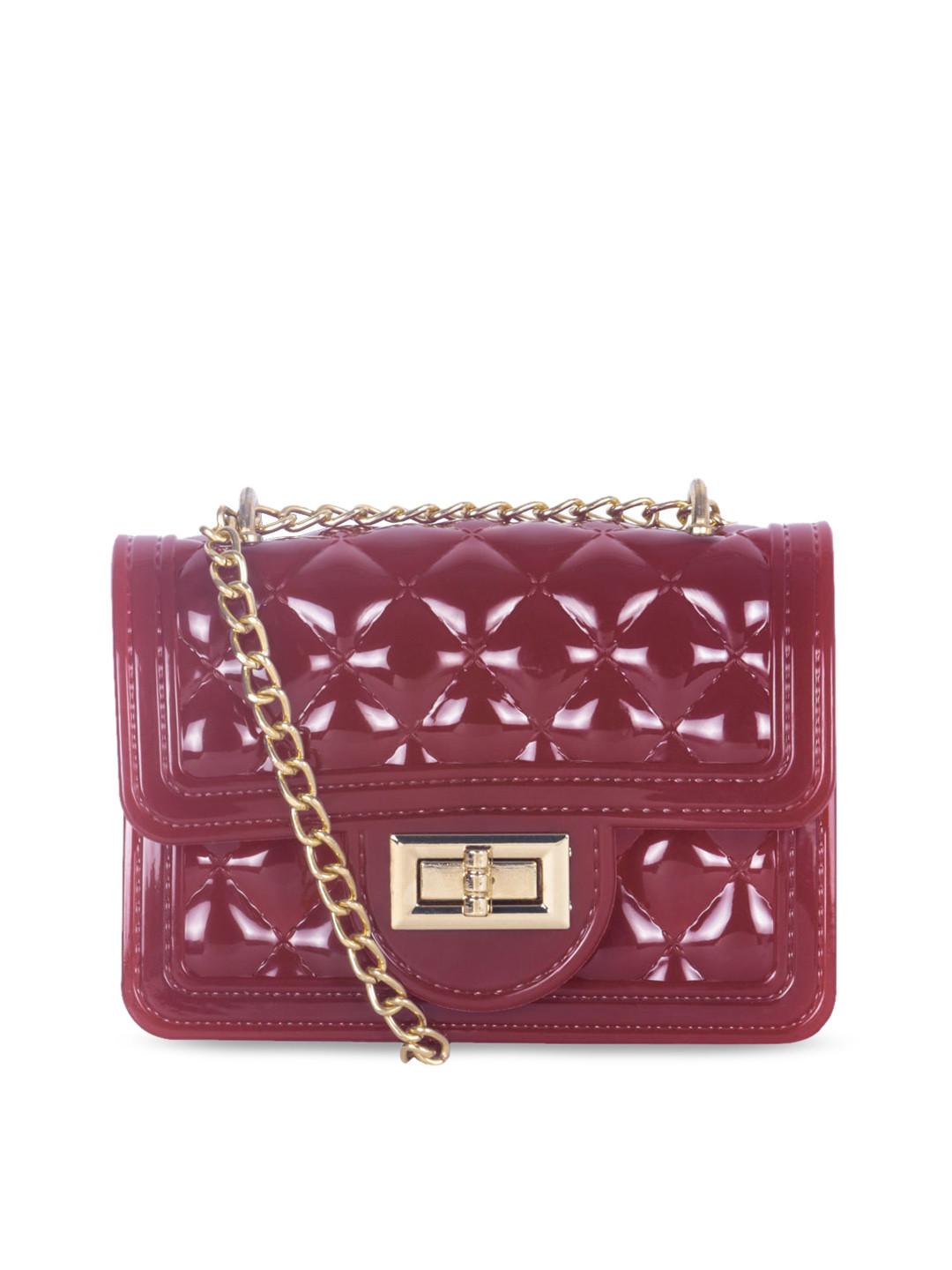 

London Rag Woman Red Quilted Structured Sling Bag