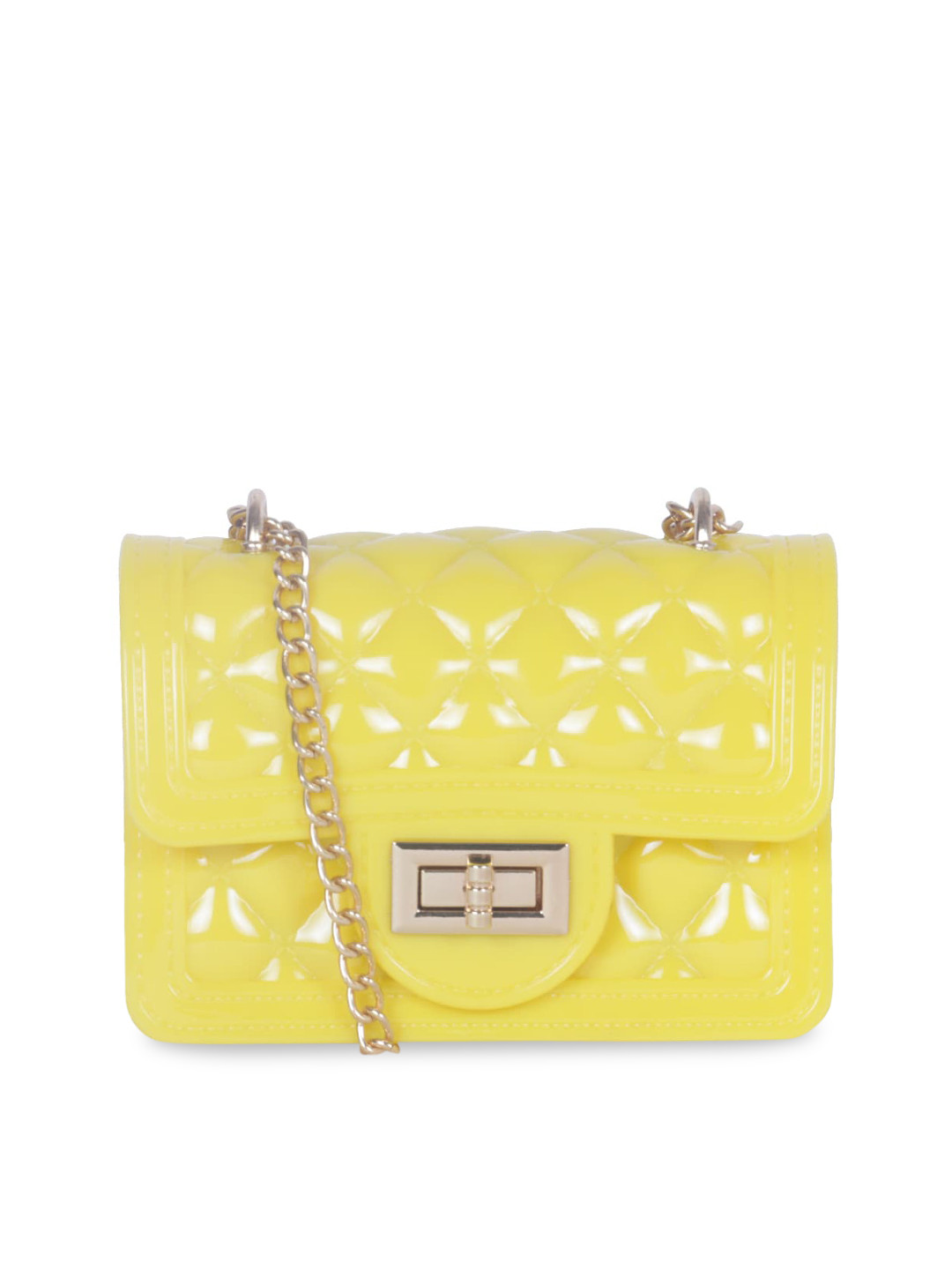 

London Rag Yellow Self Design Structured Sling Bag