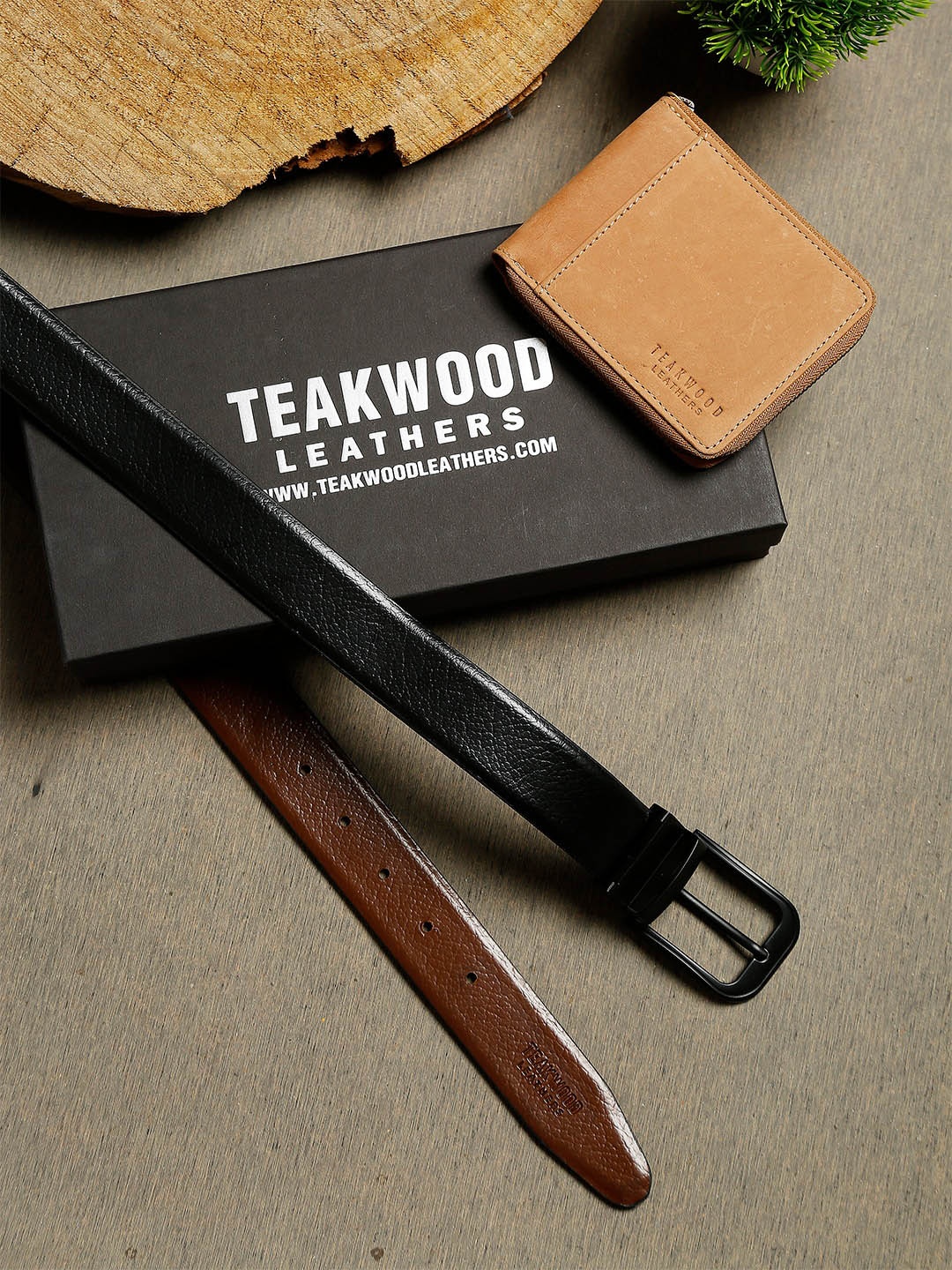 

Teakwood Leathers Men Tan Brown Leather Accessory Gift Set