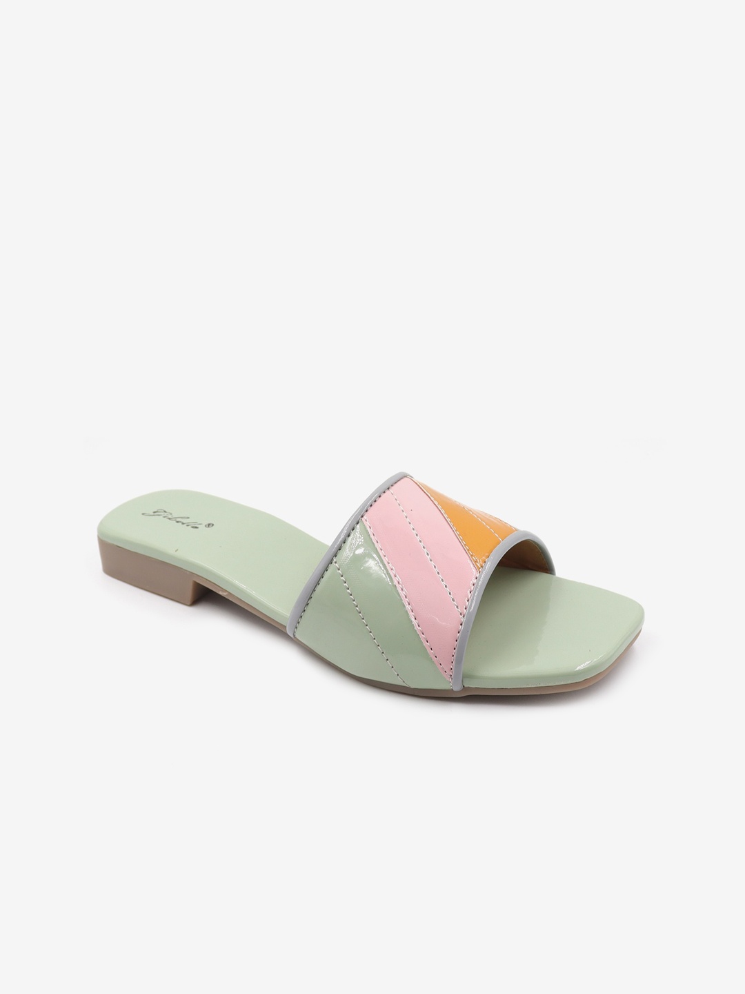 

Gibelle Women Green & Pink Colourblocked Open Toe Flats