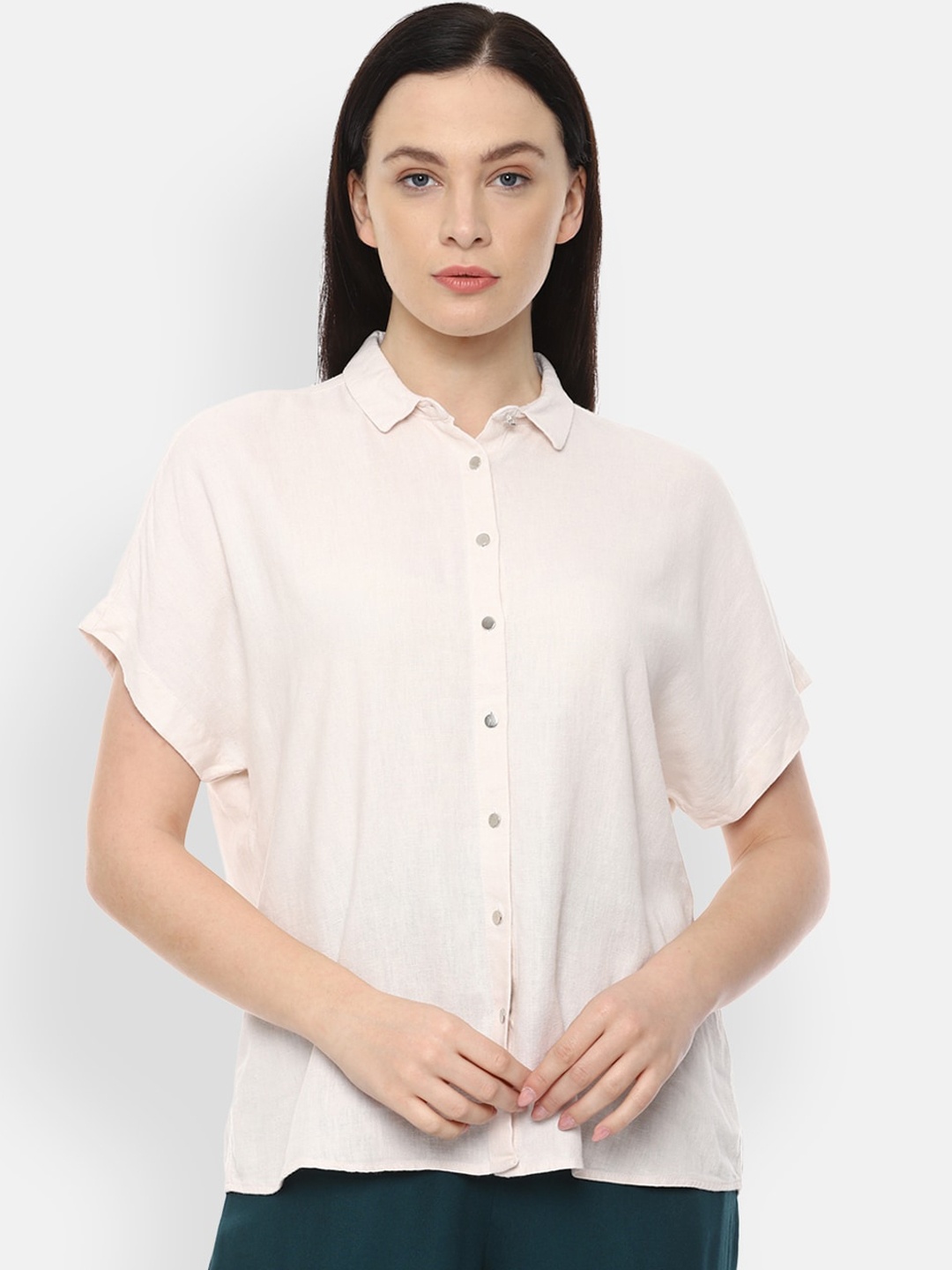 

Van Heusen Woman Women Cream-Coloured Opaque Casual Shirt