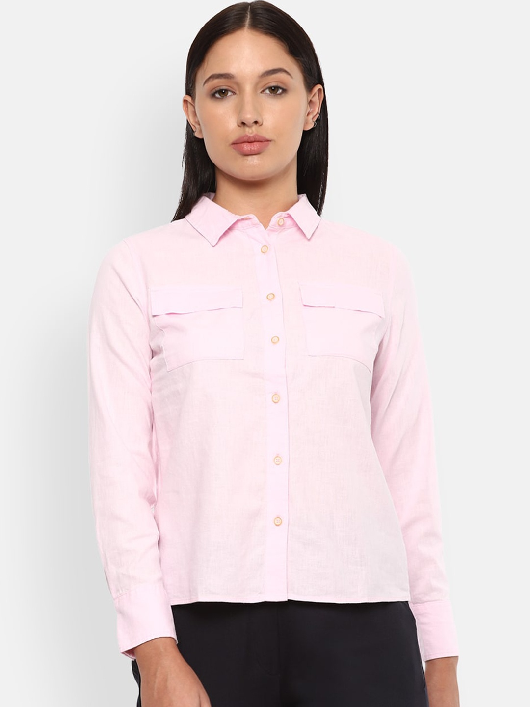 

Van Heusen Woman Women Pink Opaque Casual Shirt