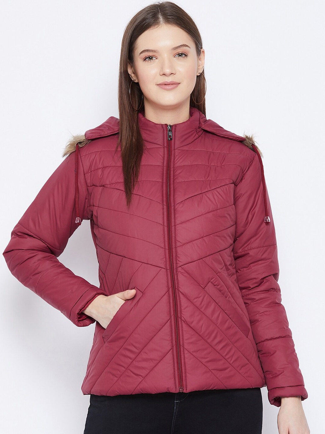 

VERO AMORE Women Maroon Insulator Quilted Jacket