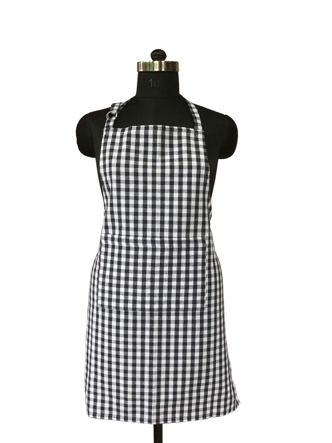 

Lushomes Navy Blue & White Checked Cotton Kitchen Chef Apron