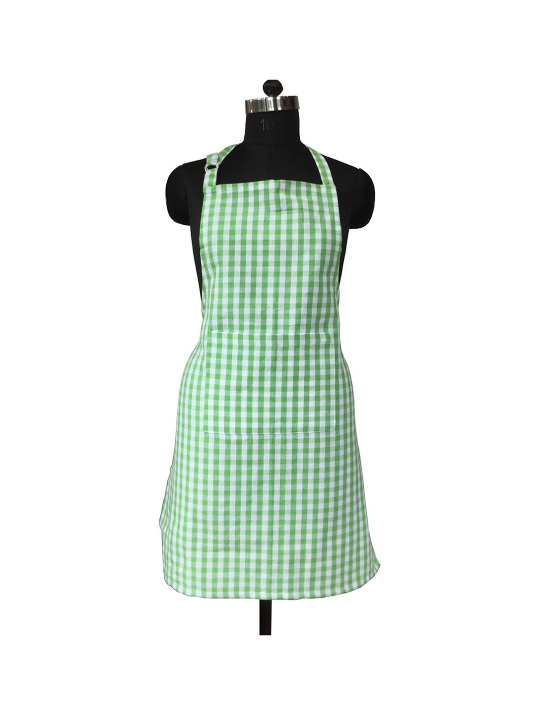 

Lushomes Unisex Green & White Checked Cotton Kitchen Chef Apron