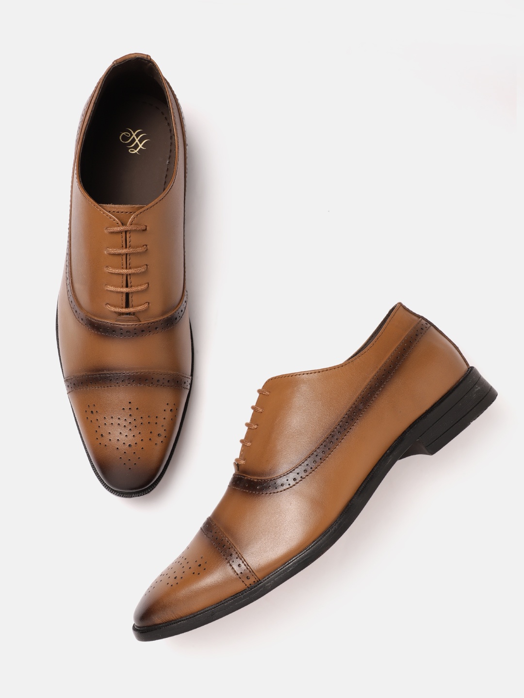 

House of Pataudi Men Brown Handcrafted Formal Brogues