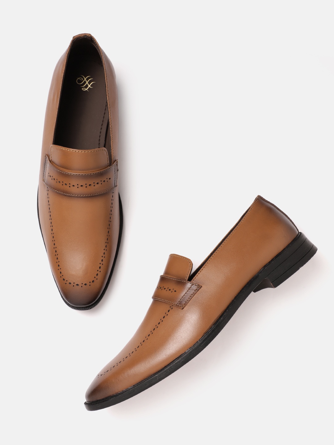 

House of Pataudi Men Brown Formal Slip-Ons