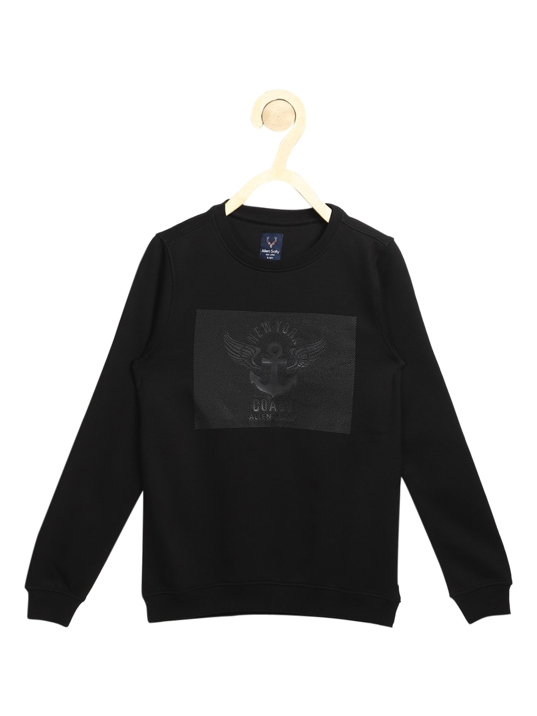 

Allen Solly Junior Boys Black Graphic Printed Pure Cotton Sweatshirt