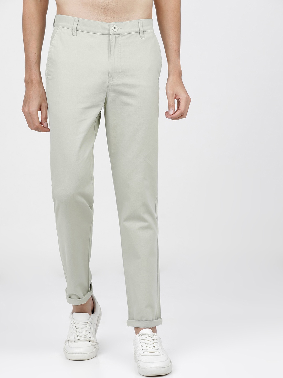 

KETCH Men Green Slim Fit Easy Wash Cotton Trousers