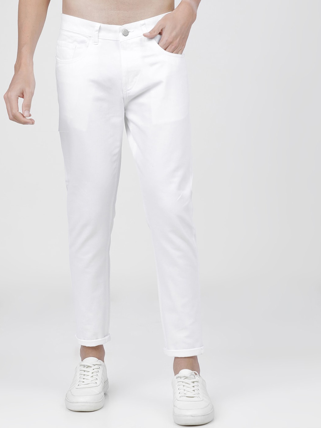 

KETCH Men White Tapered Fit Easy Wash Cotton Chinos Trousers