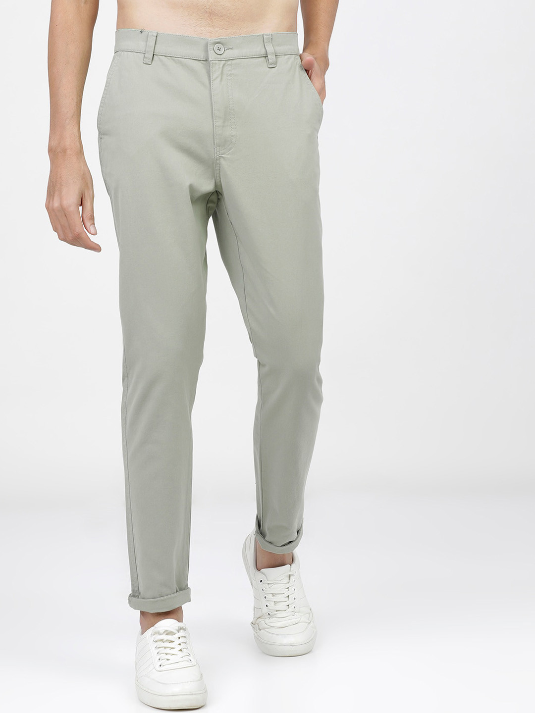 

KETCH Men Beige Solid Slim Fit Easy Wash Chinos Trousers