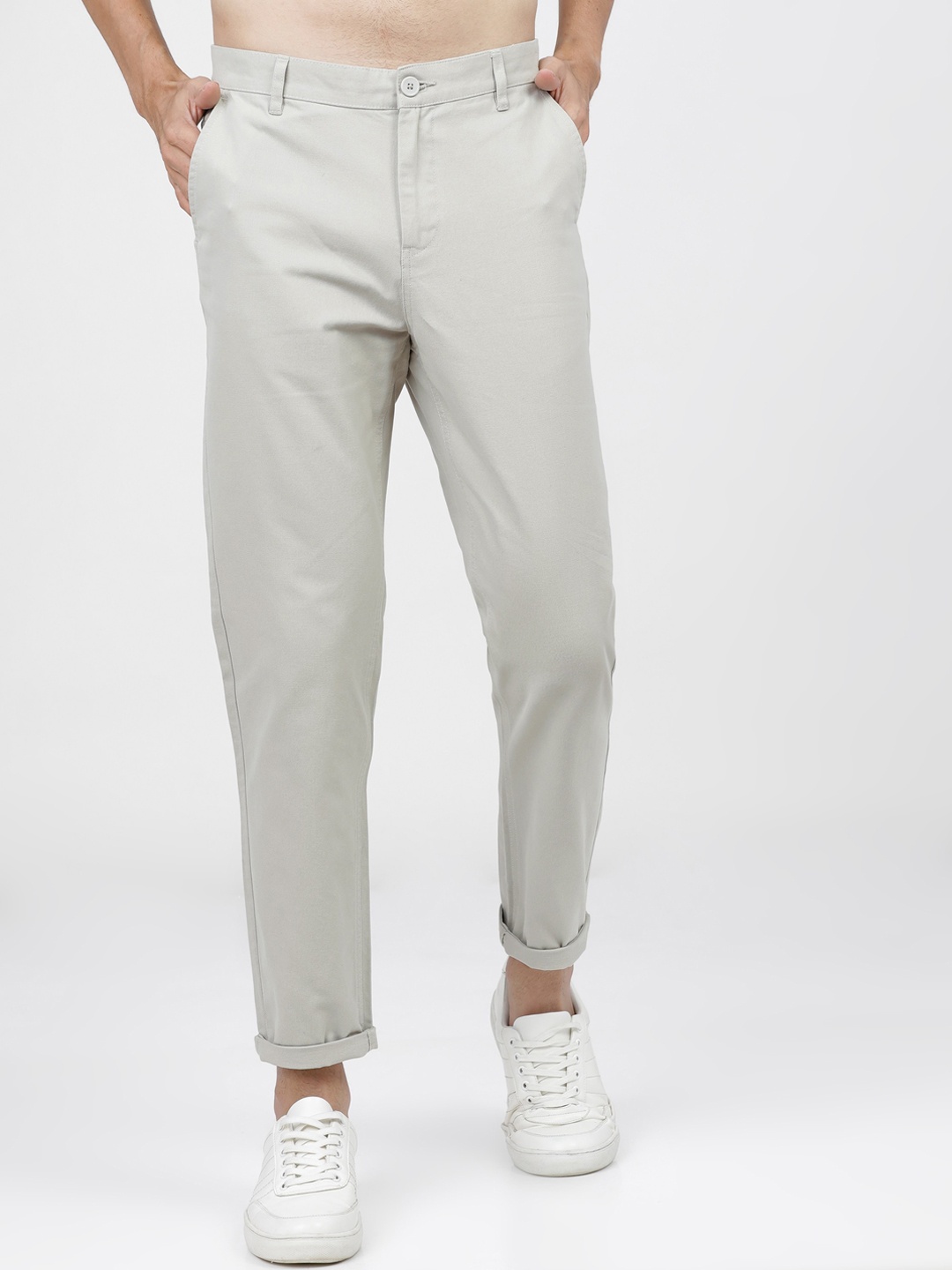

KETCH Men Grey Slim Fit Easy Wash Cotton Chinos Trousers