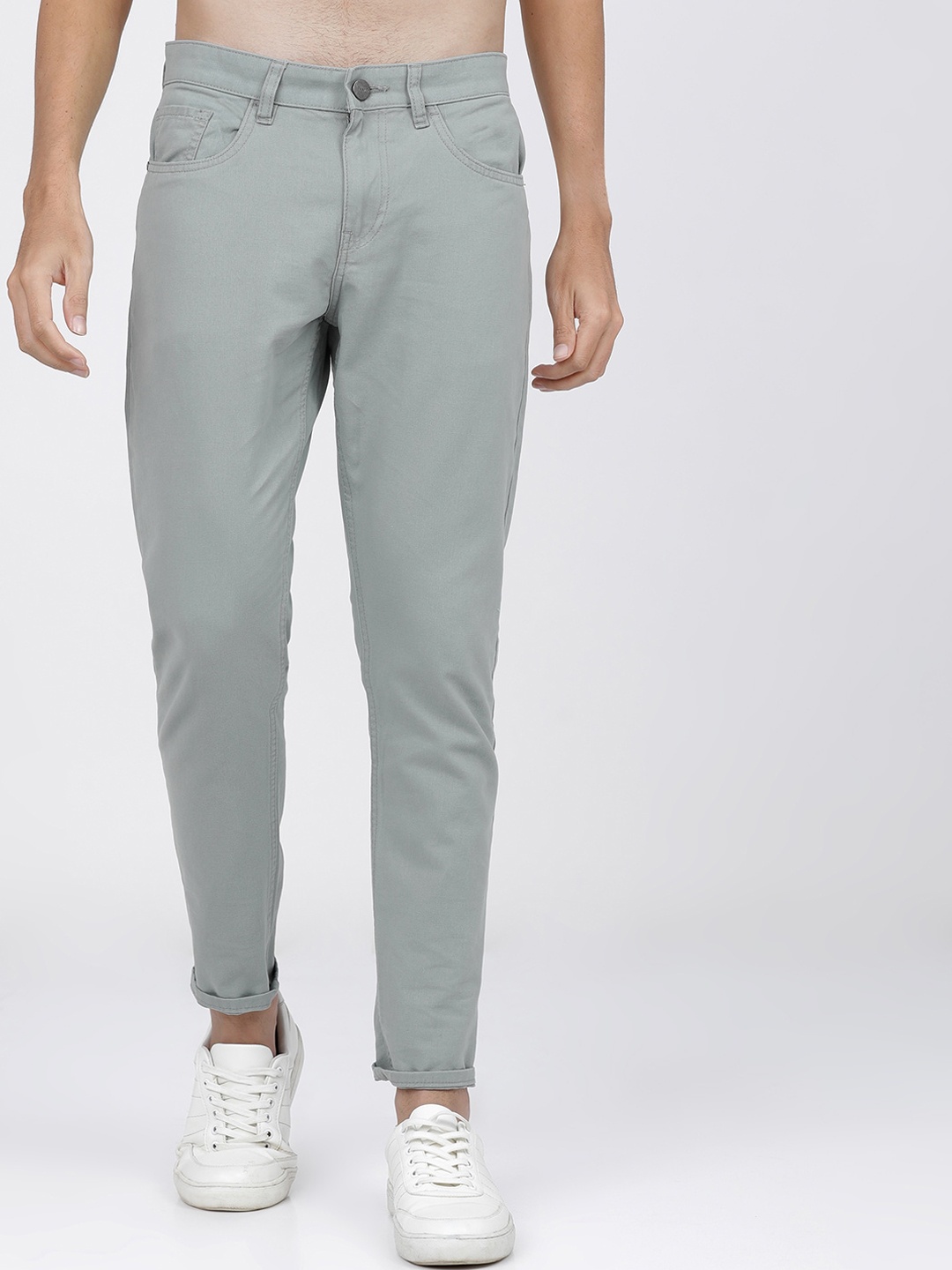 

KETCH Men Grey Tapered Fit Cotton Chinos Trousers