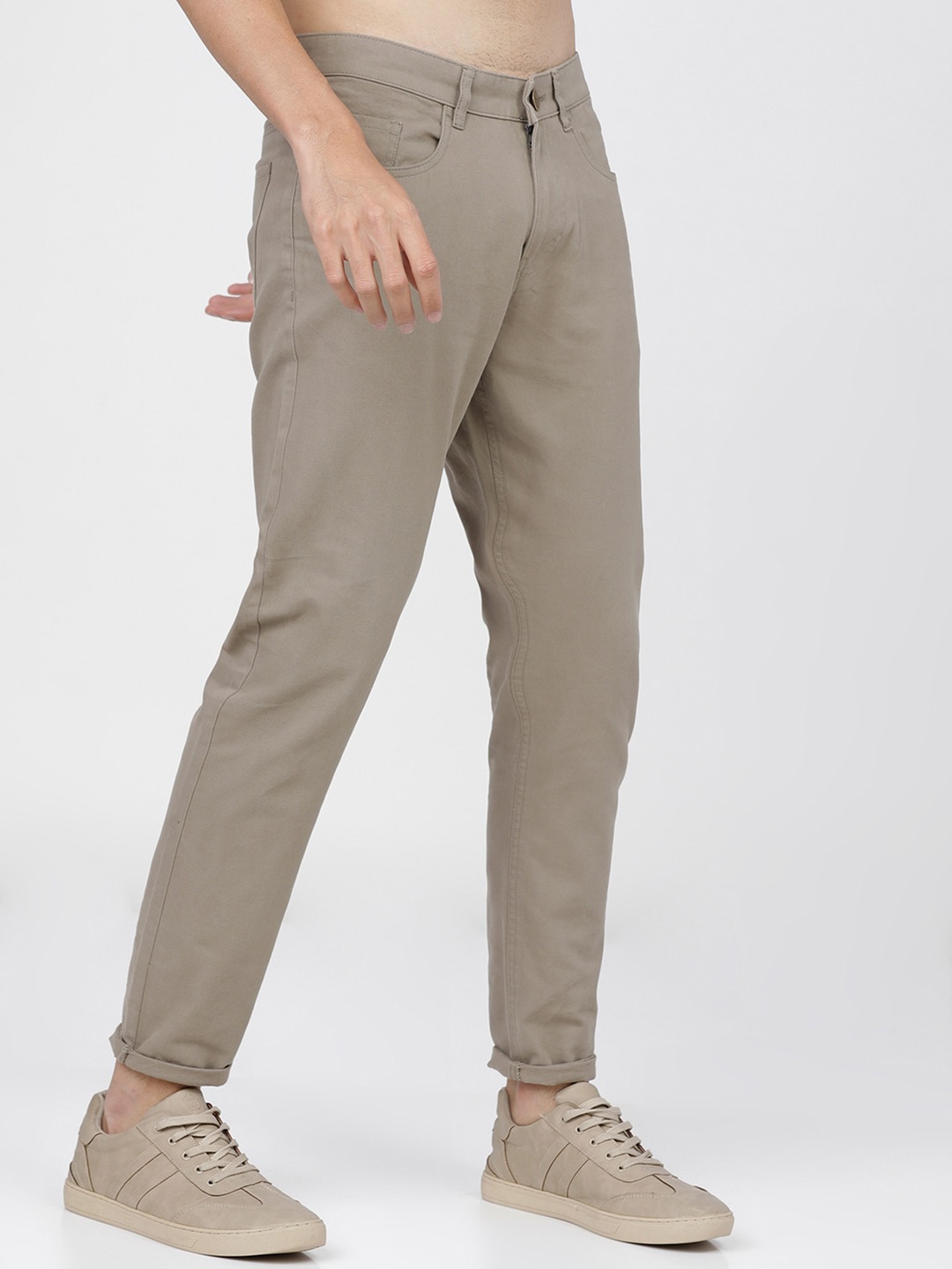 

KETCH Men Taupe Tapered Fit Chinos Trousers