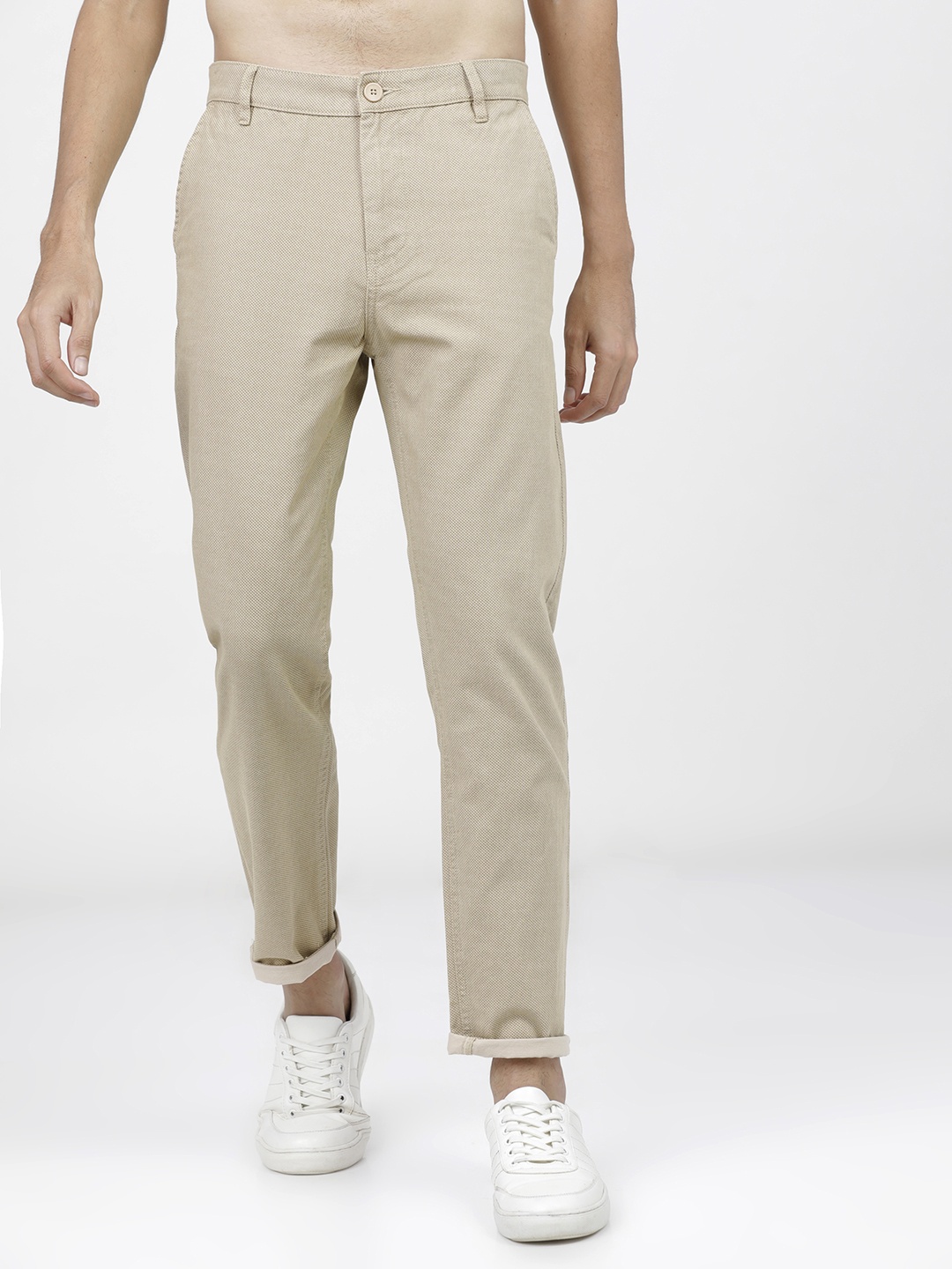 

KETCH Men Beige Slim Fit Easy Wash Trousers
