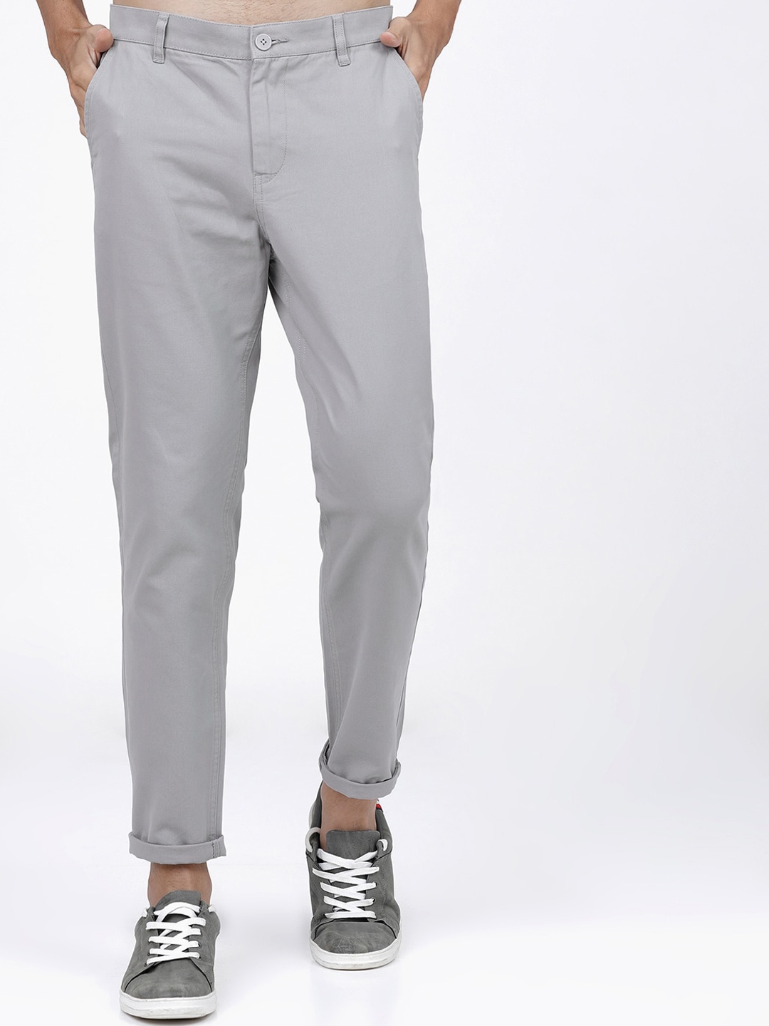 

KETCH Men Grey Solid Slim Fit Chinos Trousers