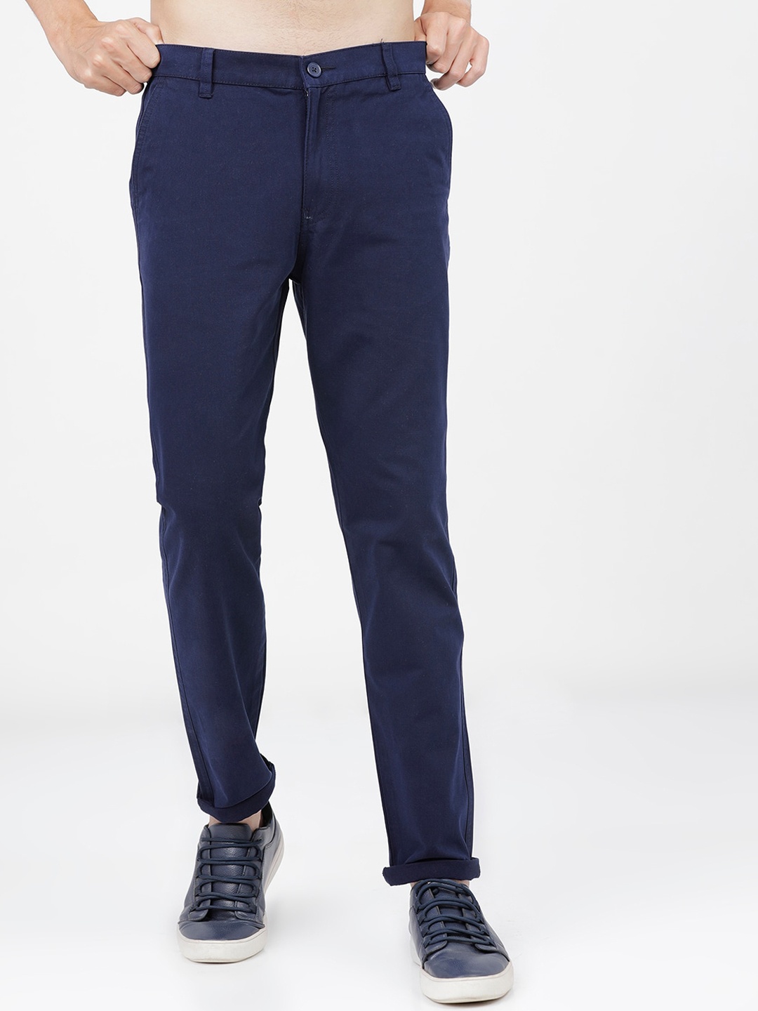 

KETCH Men Navy Blue Slim Fit Easy Wash Trousers