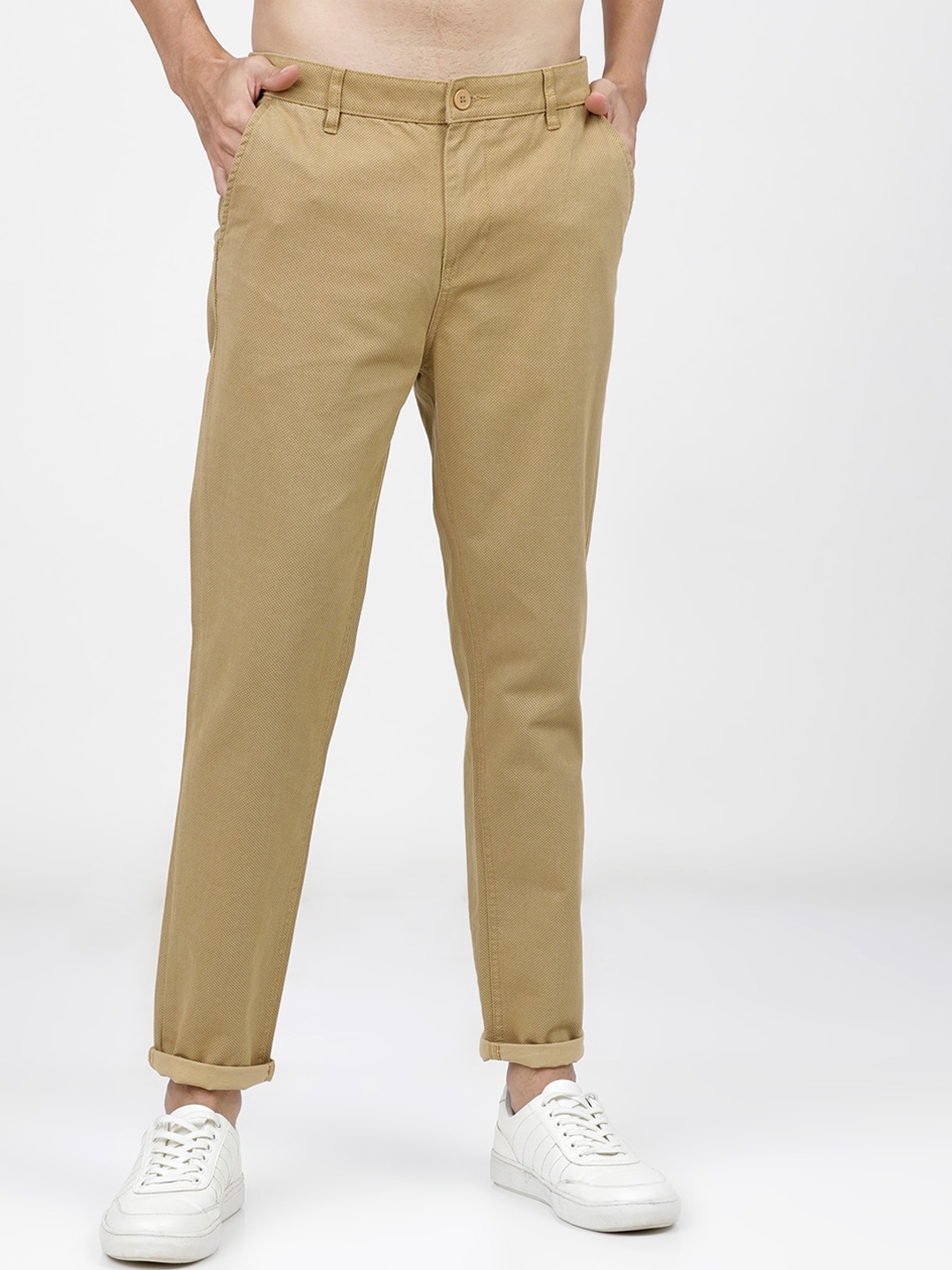 

KETCH Men Khaki Slim Fit Easy Wash Cotton Chinos Trousers