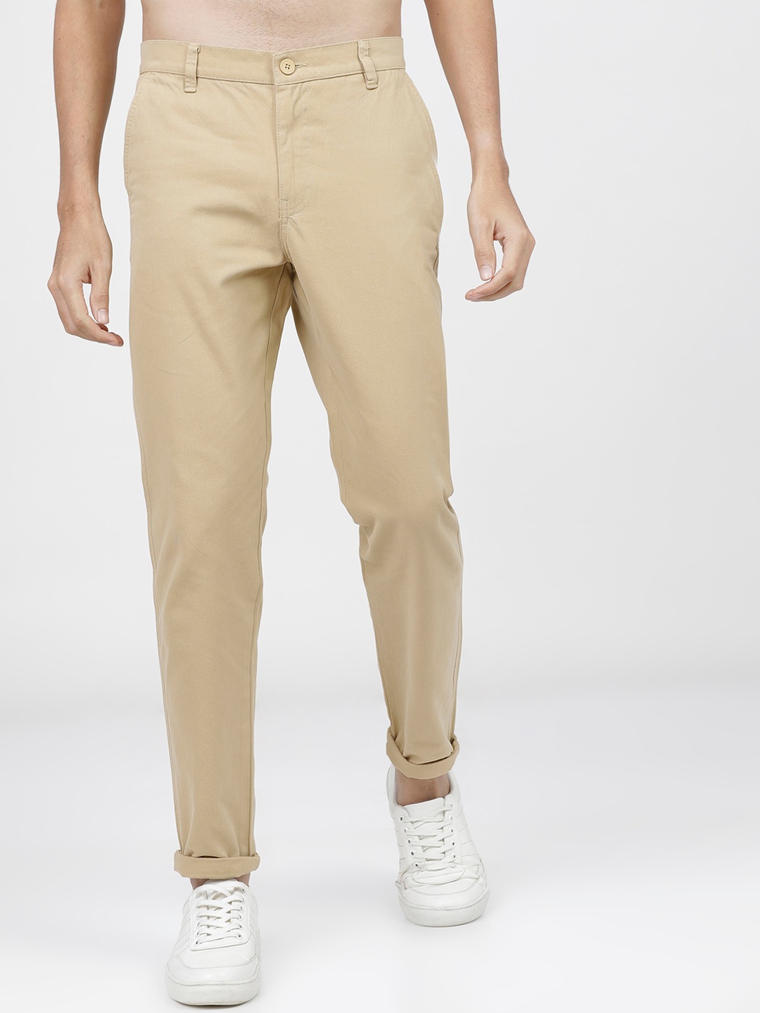 

KETCH Men Beige Slim Fit Easy Wash Trousers