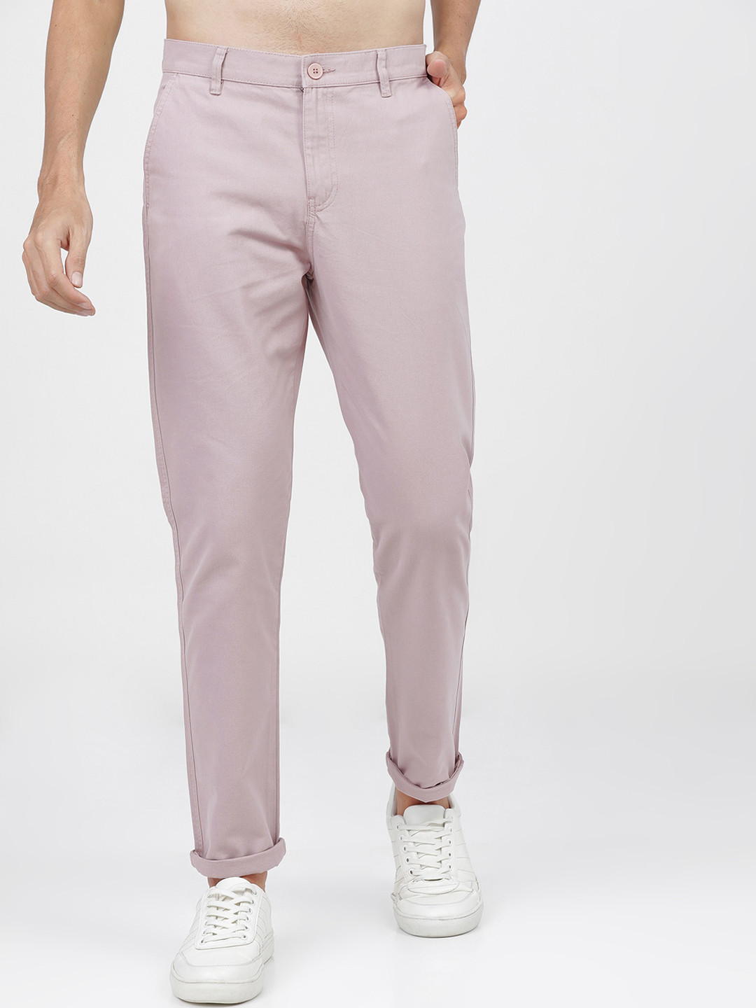 

KETCH Men Pink Slim Fit Easy Wash Trousers