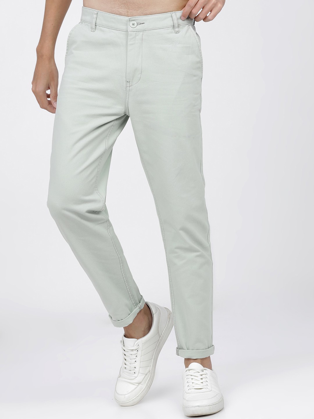 

KETCH Men Sea Green Slim Fit Cotton Chinos Trousers