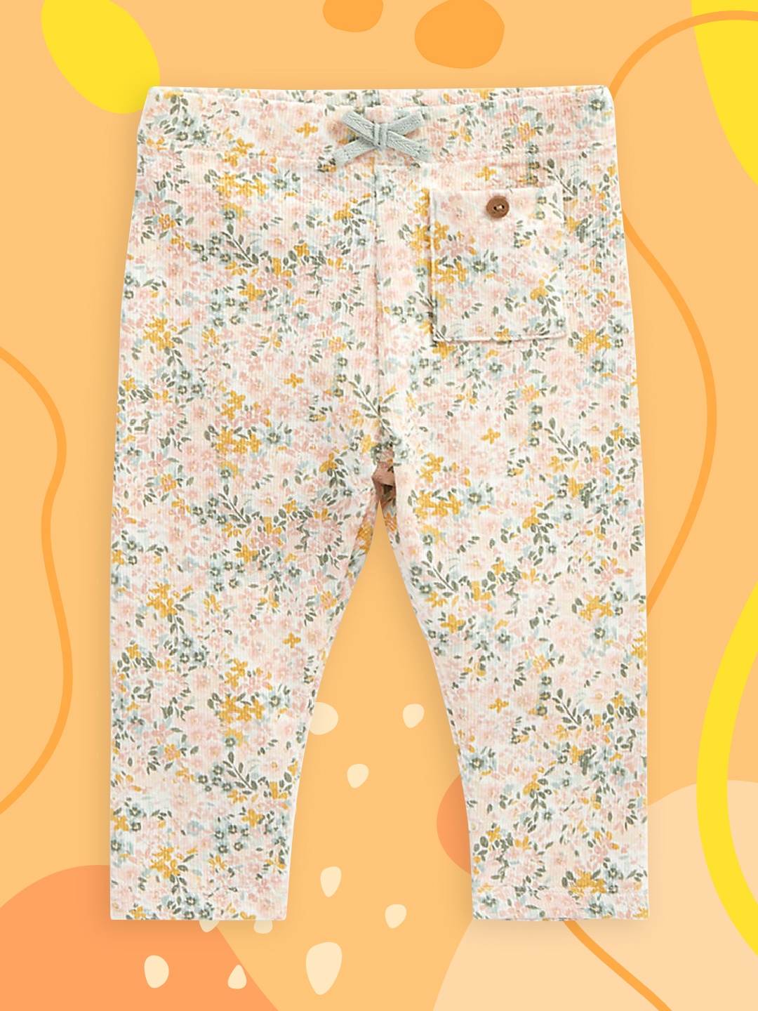 

mothercare Infant Girls Pink & Green Floral Printed Ankle-Length Leggings