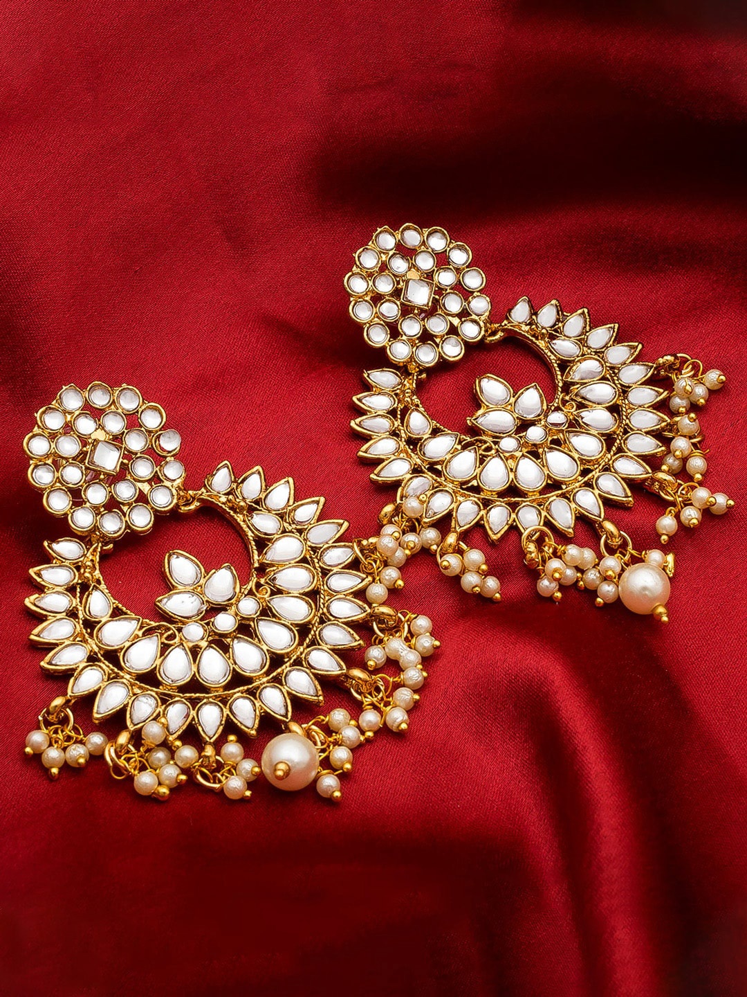

aadita Gold-Toned Geometric Chandbalis Earrings