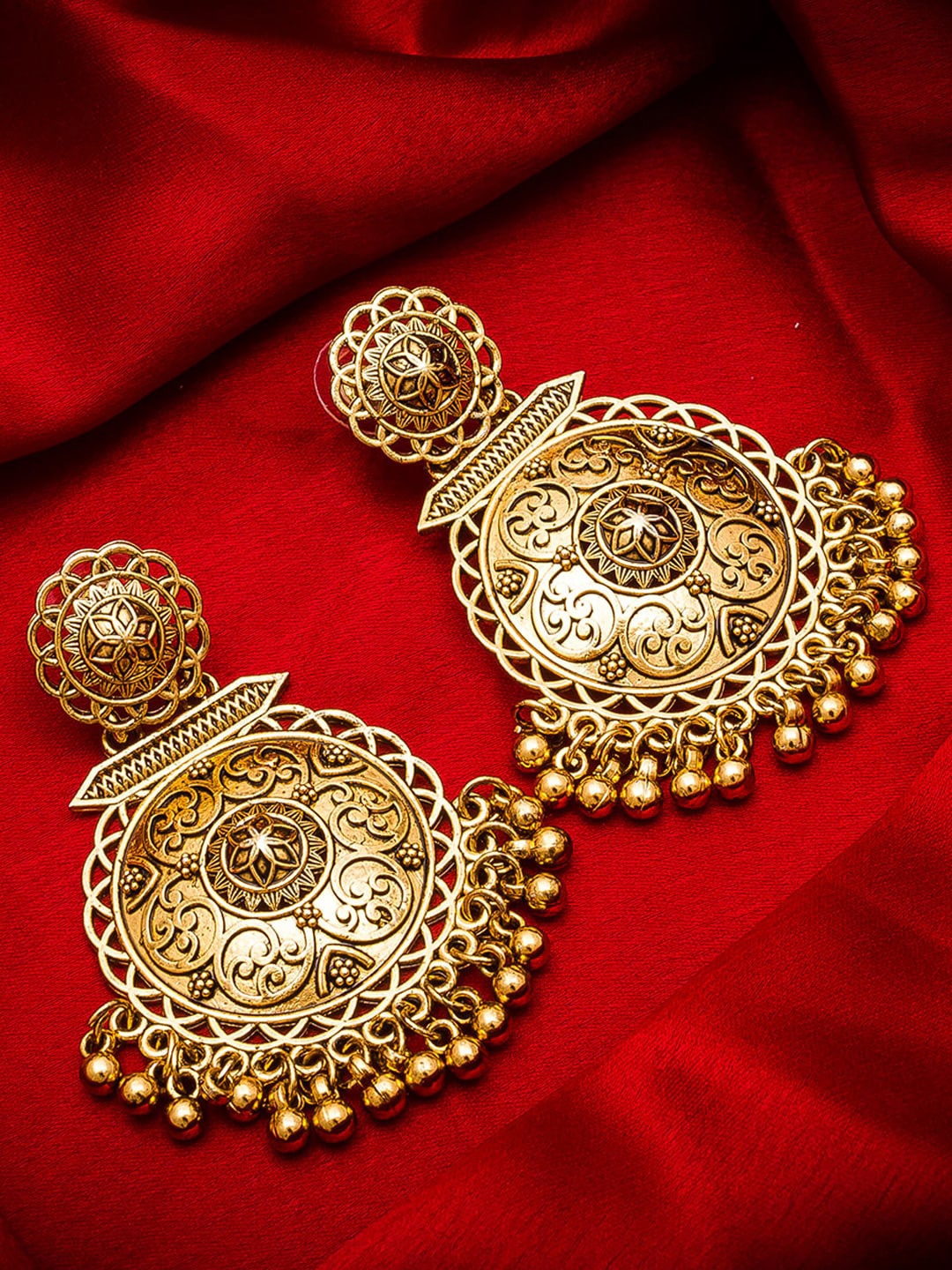 aadita Gold-Toned Geometric Drop Earrings
