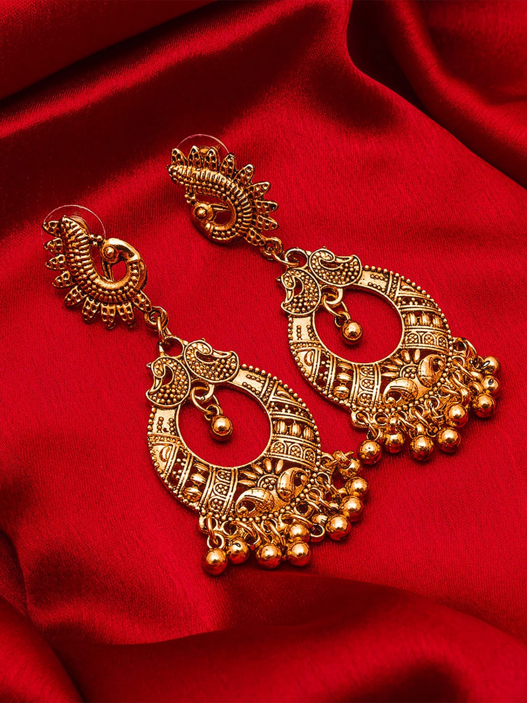 

aadita Gold-Toned Geometric Drop Earrings