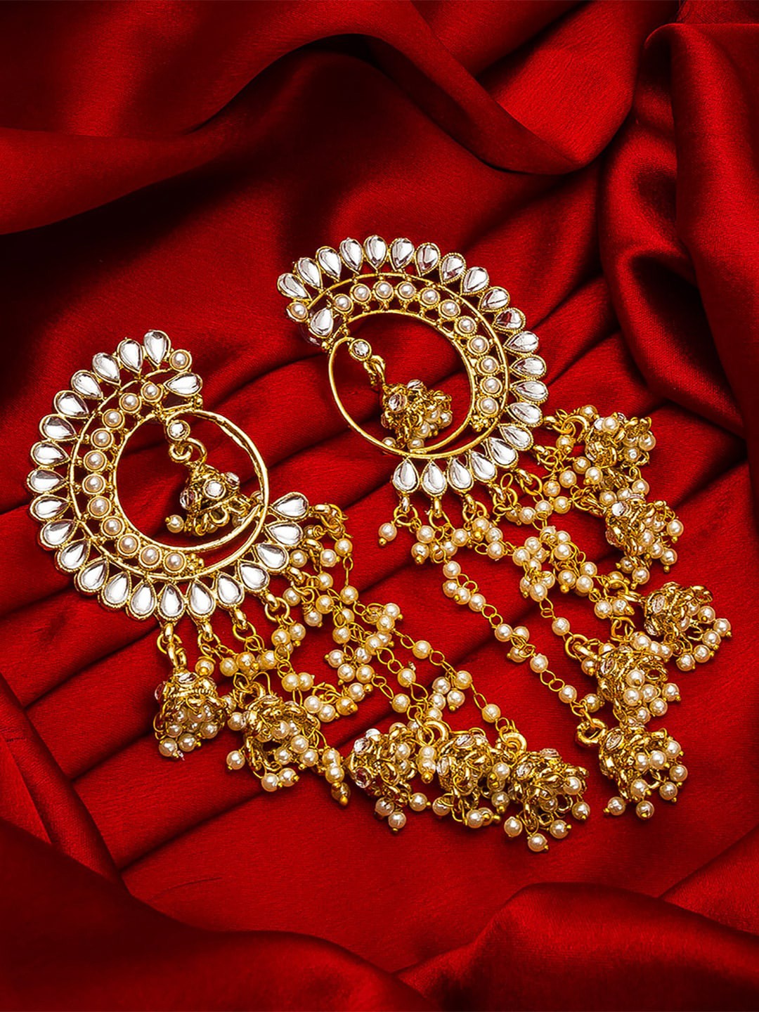 

aadita Gold-Toned Geometric Chandbalis Earrings