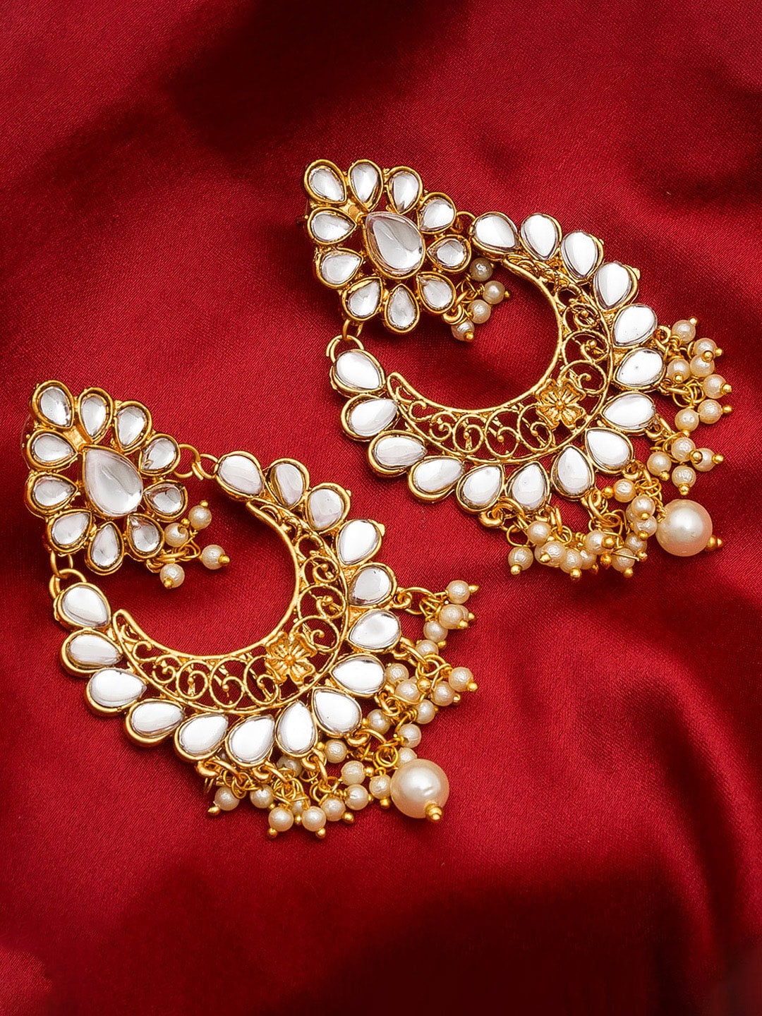 

aadita Gold-Toned Geometric Chandbalis Earrings