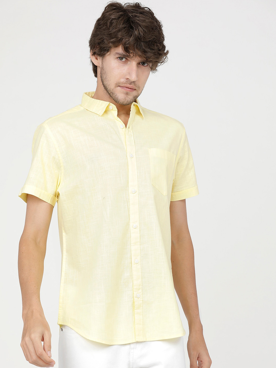 

KETCH Men Yellow Slim Fit Cotton Casual Shirt