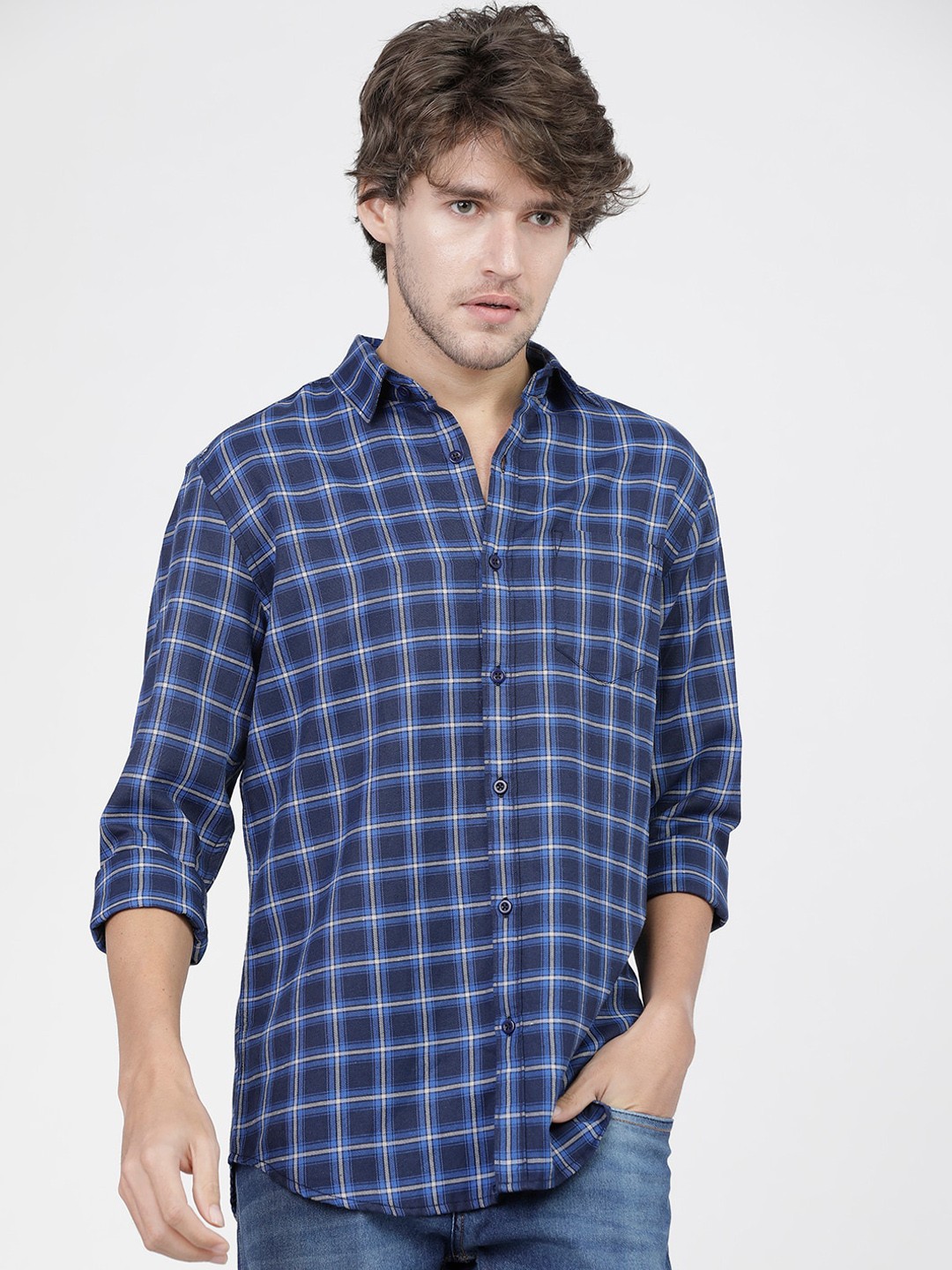 

KETCH Men Slim Fit Tartan Checked Casual Shirt, Purple