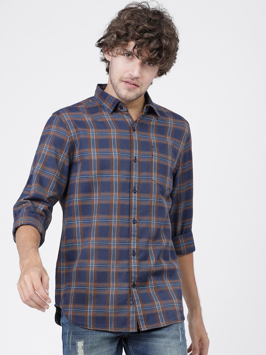 KETCH Men Slim Fit Tartan Checked Casual Shirt