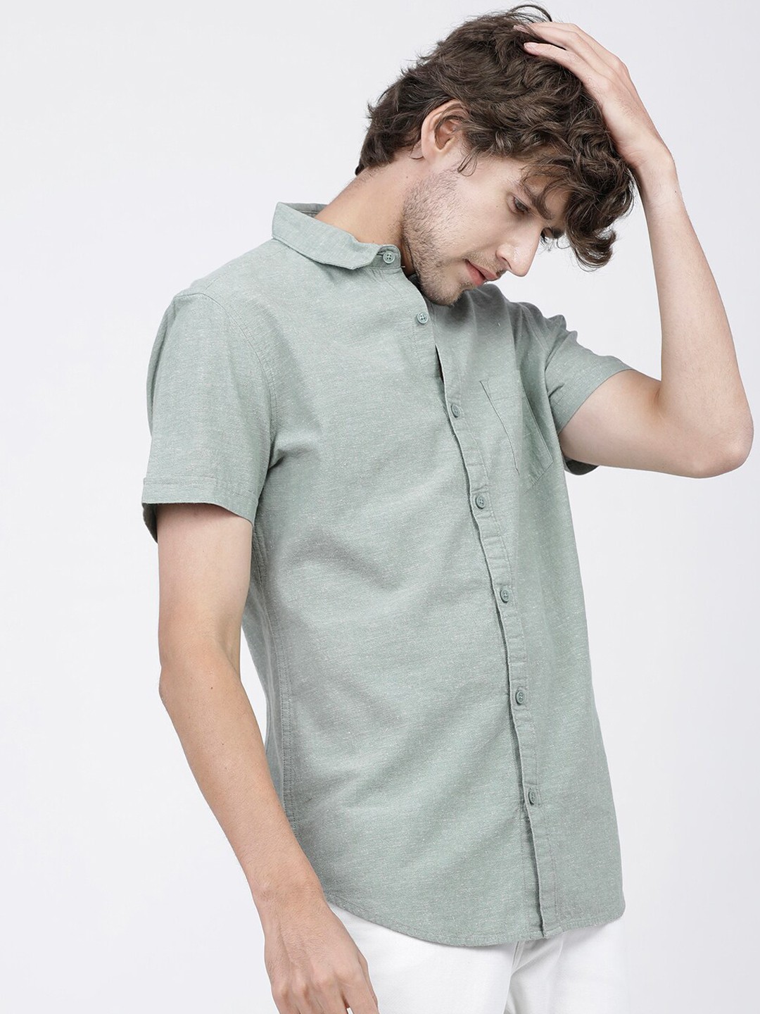 

KETCH Men Slim Fit Casual Shirt, Green
