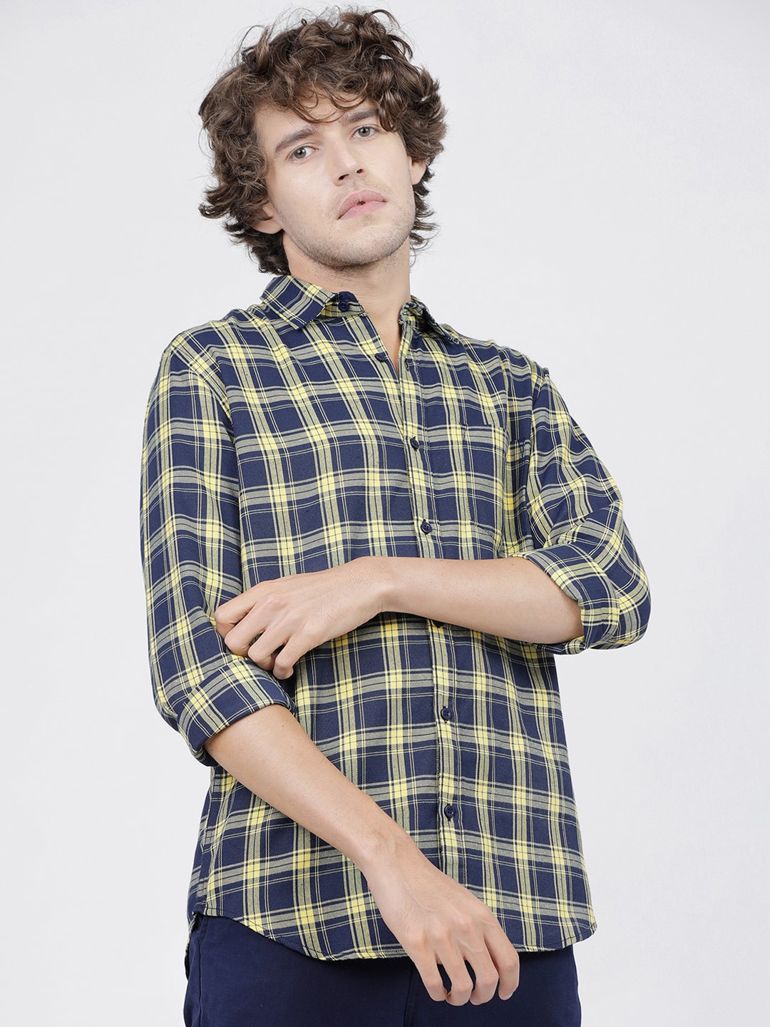 KETCH Slim Fit Tartan Checks Casual Shirt