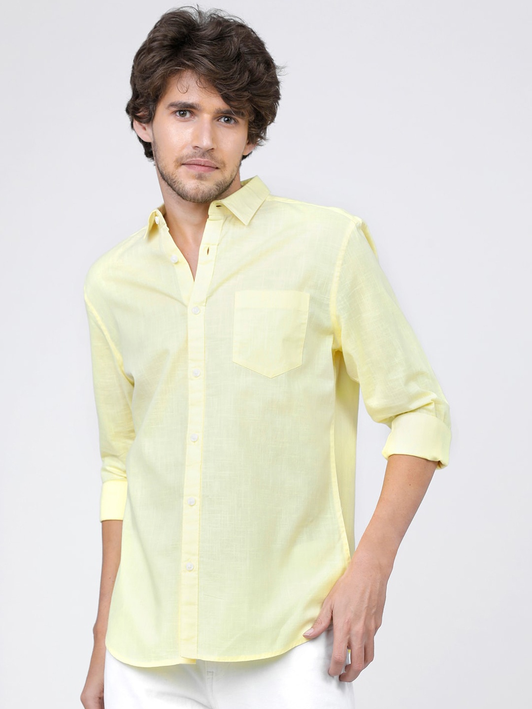 

KETCH Men Yellow Slim Fit Cotton Casual Shirt