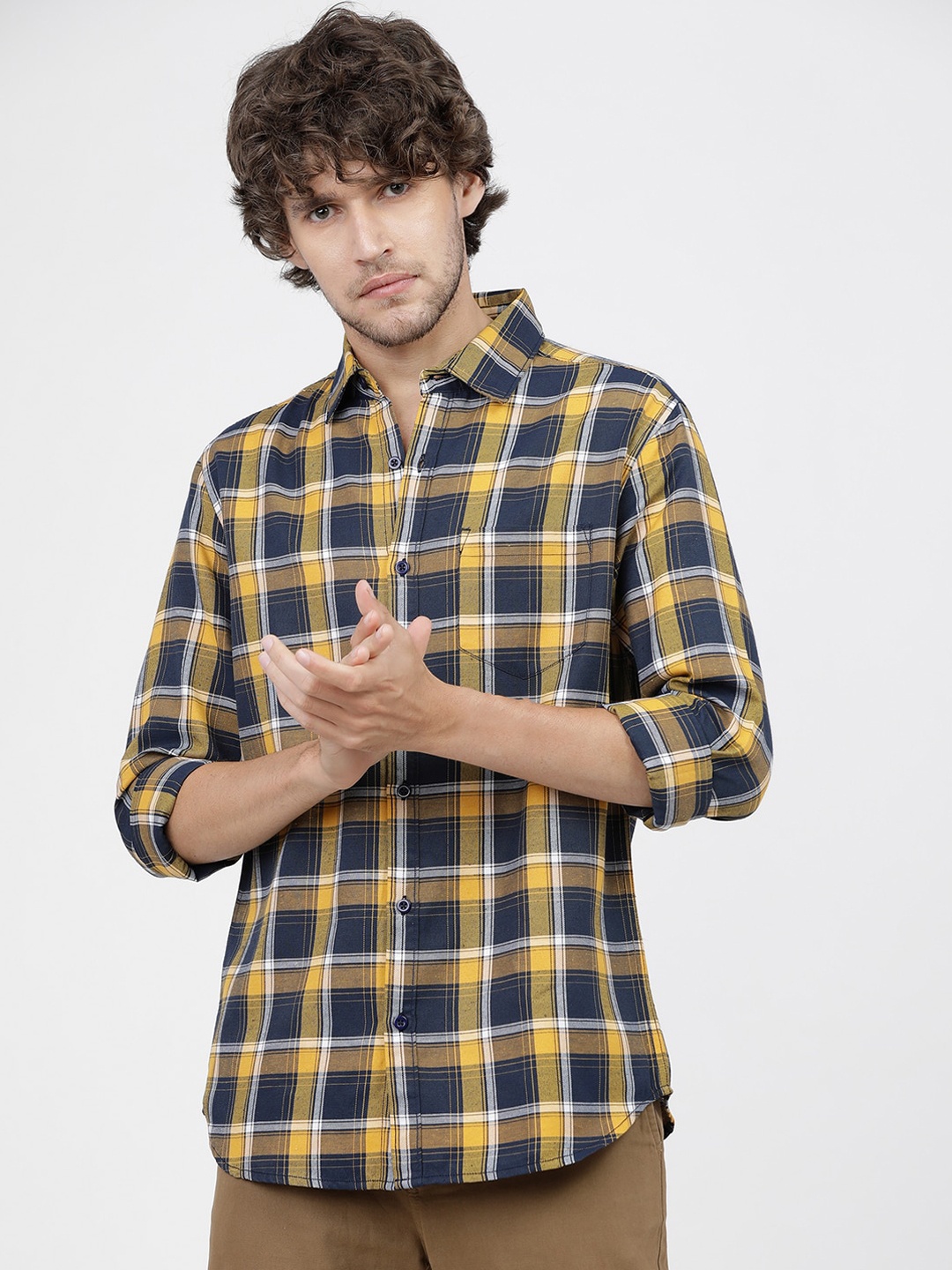 

KETCH Slim Fit Tartan Checked Casual Shirt, Navy blue