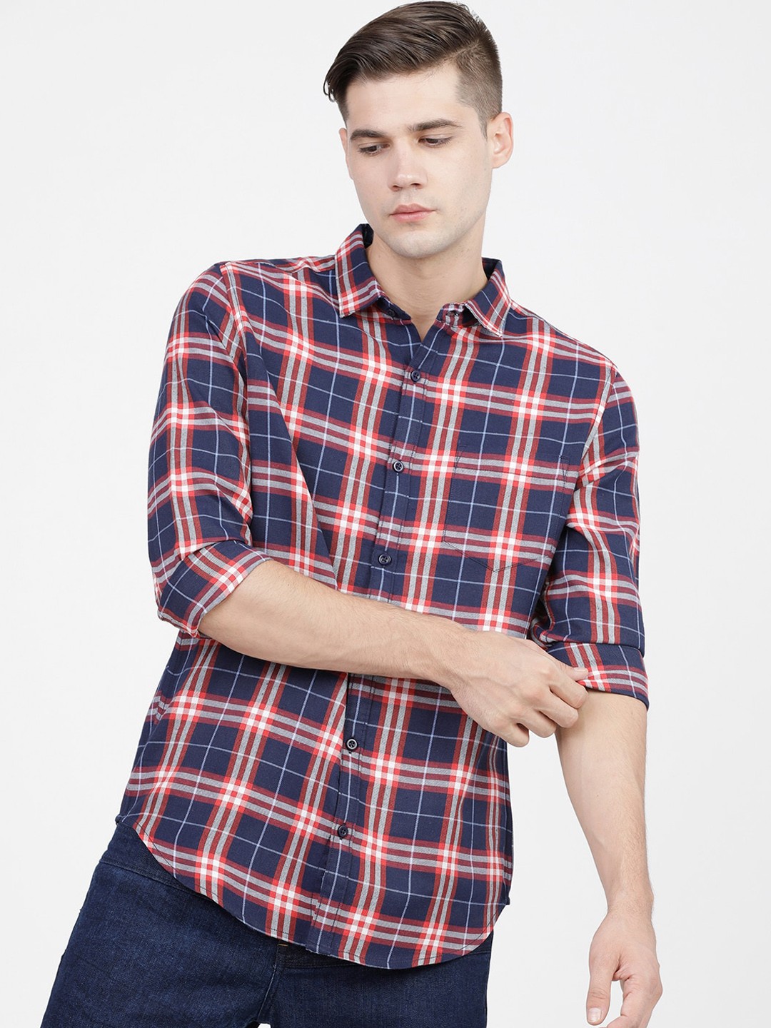 

KETCH Slim Fit Tartan Checked Casual Shirt, Blue