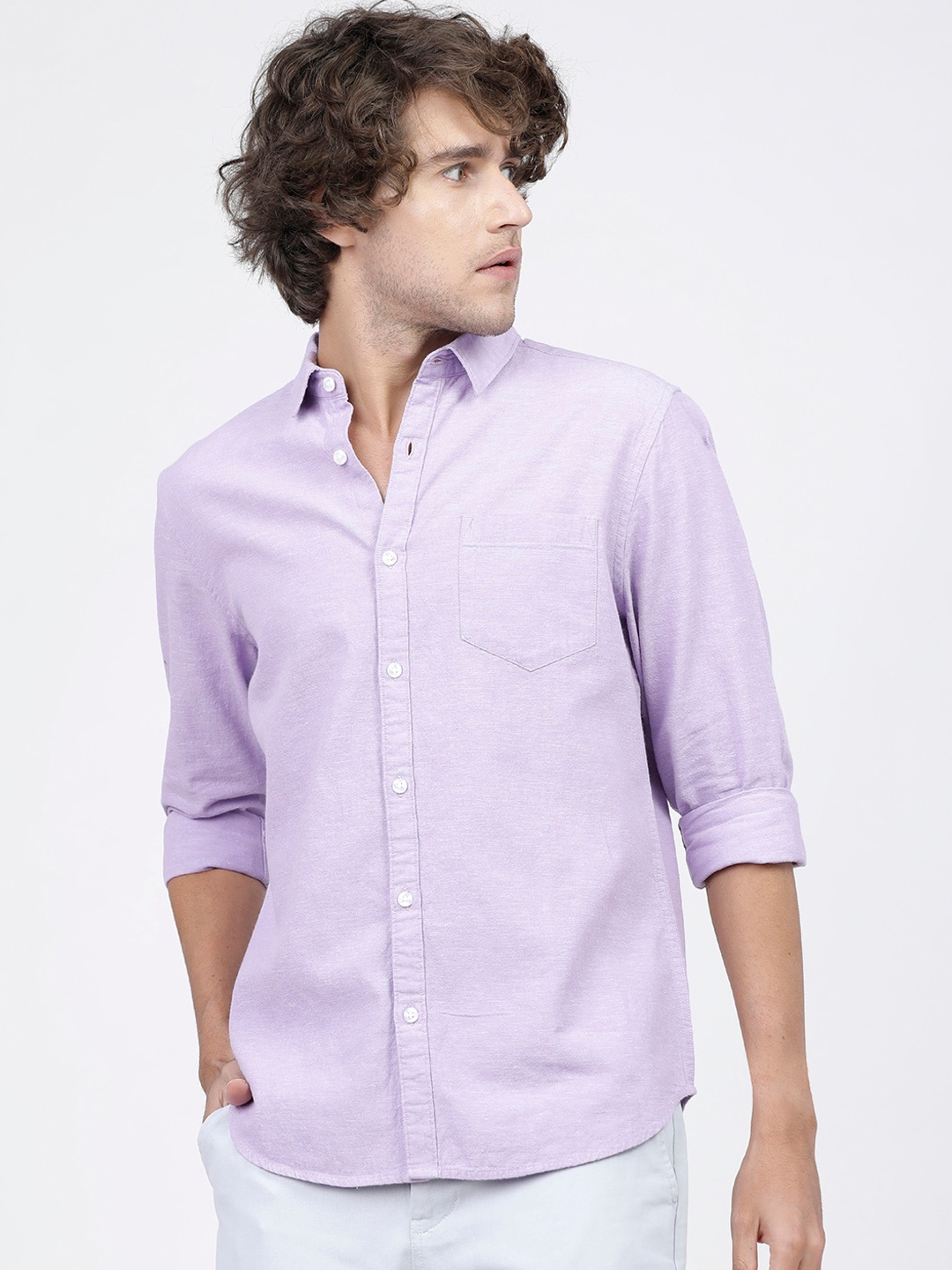 

KETCH Men Slim Fit Opaque Casual Shirt, Lavender