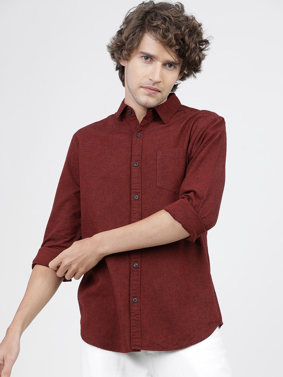 

KETCH Slim Fit Casual Shirt, Maroon