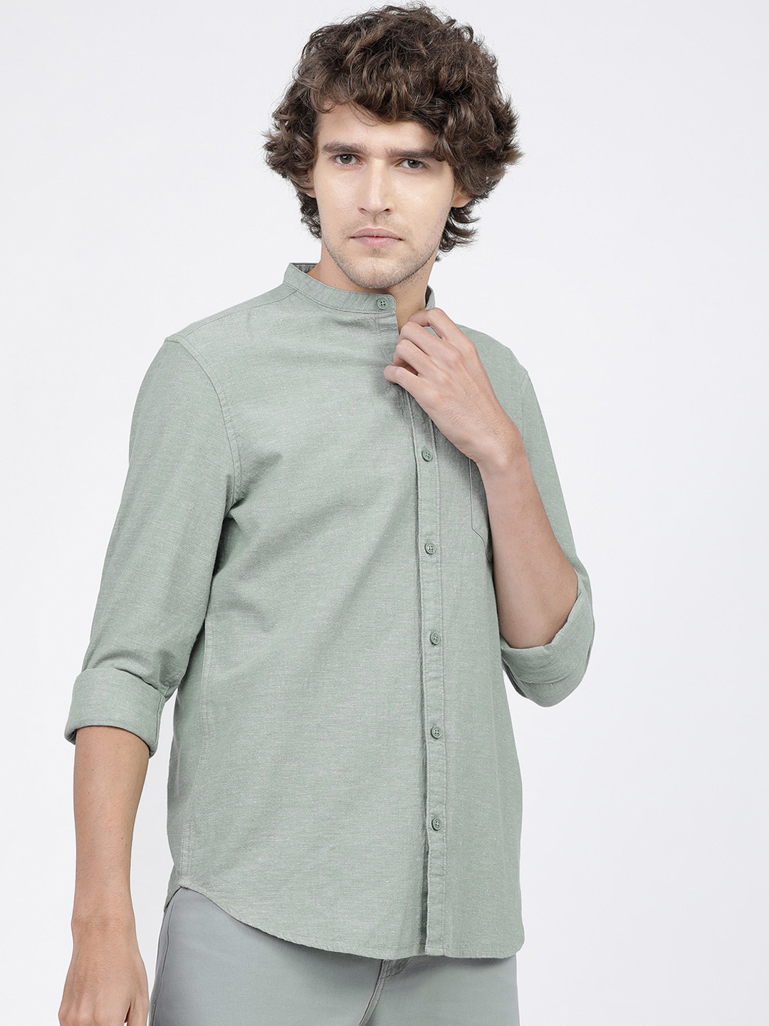 

KETCH Men Slim Fit Opaque Casual Shirt, Green