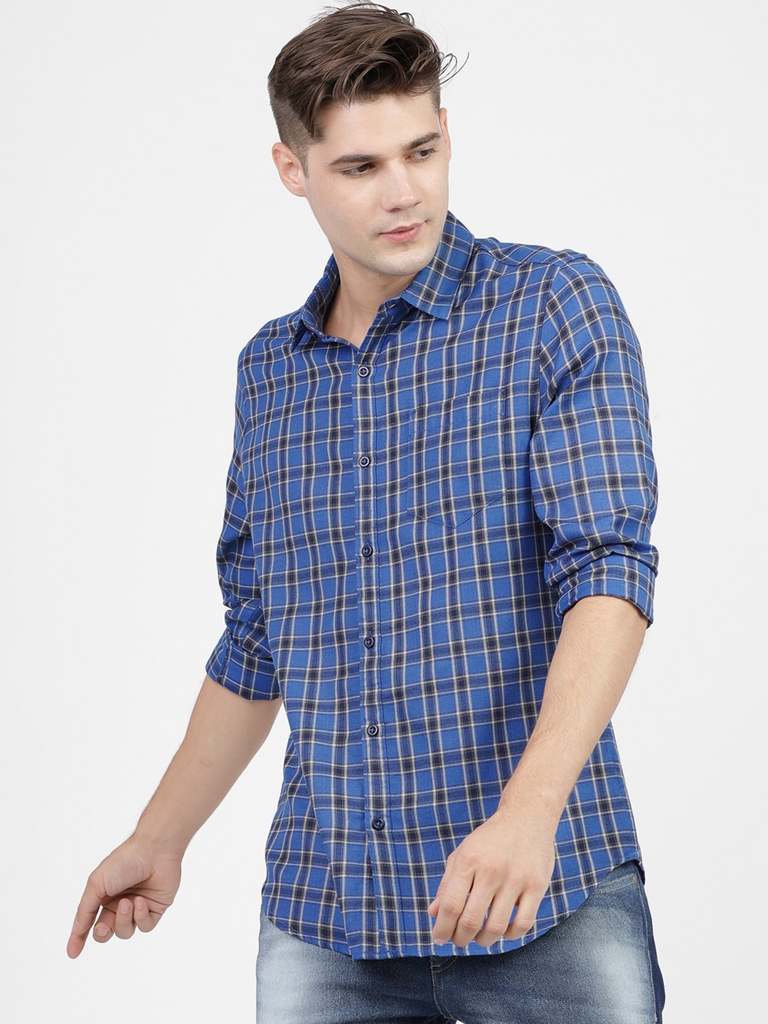 KETCH Slim Fit Tartan Checked Casual Shirt